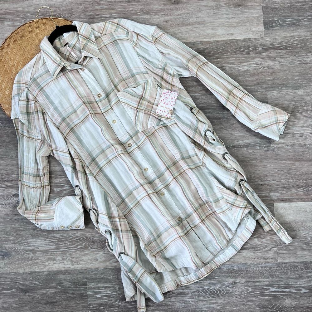 Nwt free people nordic day plaid top - Picture 2 of 8